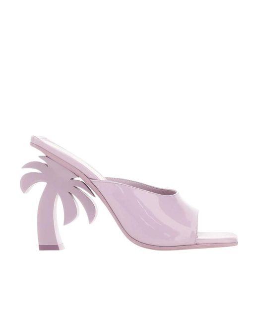 Palm Angels Pink Palm Detailed Heeled Sandals
