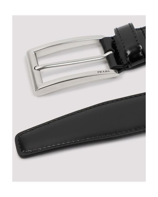 Prada White Logo-Engraved Buckle Belt for men