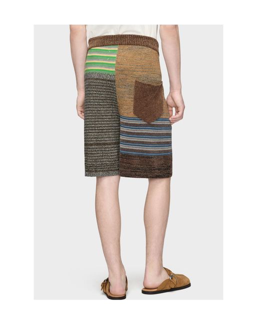 Maison Margiela Green Patchwork Knit Shorts for men
