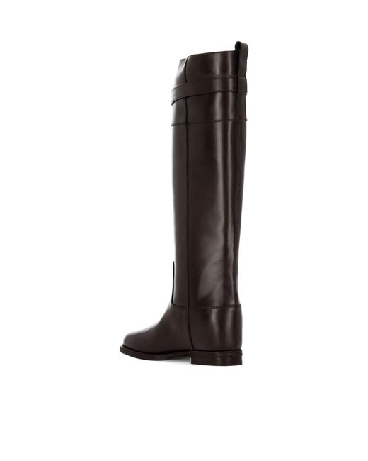 Via Roma 15 Black Logo Plaque Knee-High Boots