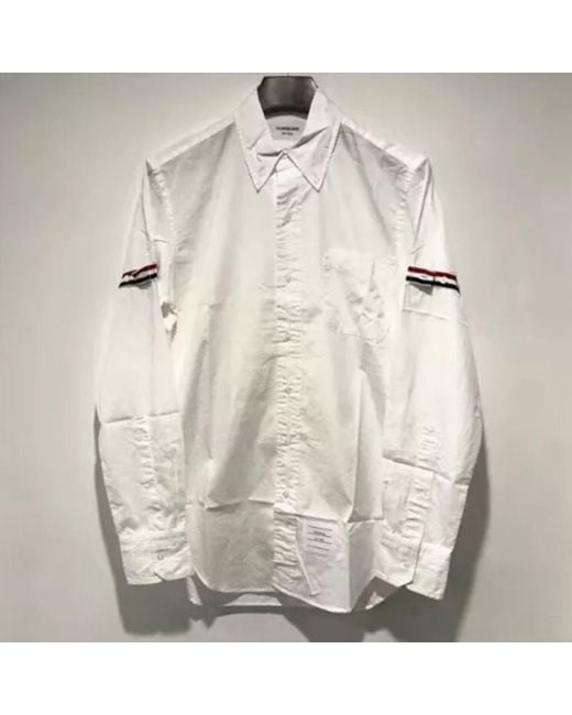 Thom Browne White Rwb Striped Long-Sleeved Shirt for men