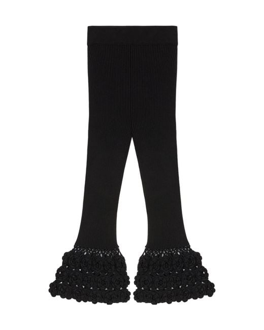 Ganni Black Crocheted Hem Knitted Trousers