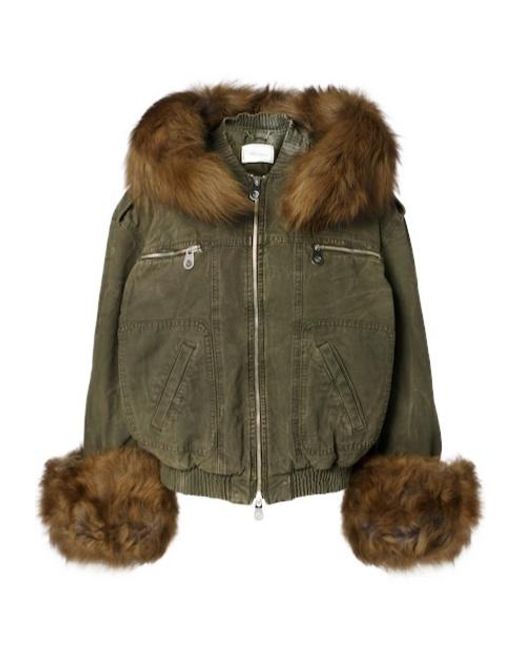 Blumarine Green Cotton Canvas Bomber Jacket