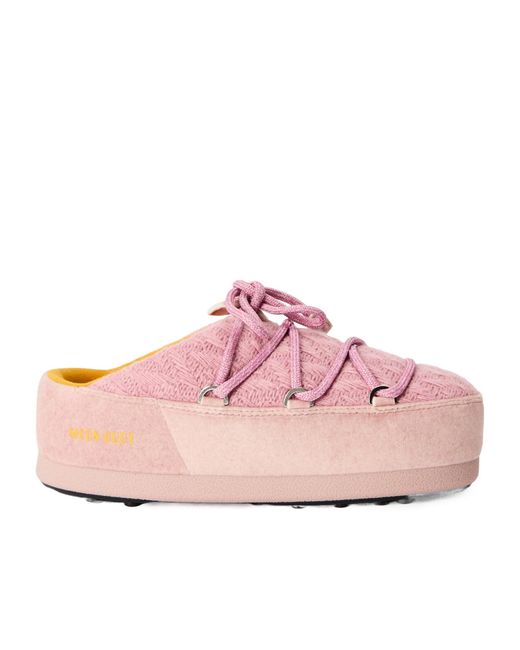 Moon Boot Pink Solid Color Ankle Boots