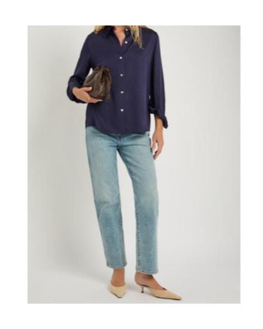 Vince Blue Stretch Silk-Blend Shirt