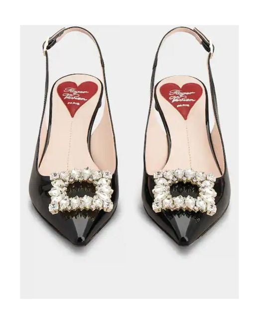 Roger Vivier Black Virgule Buckle Slingback Pumps