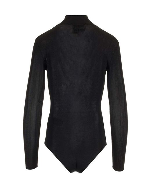Self-Portrait Black Cut Out-Detailed Knitted Bodysuit