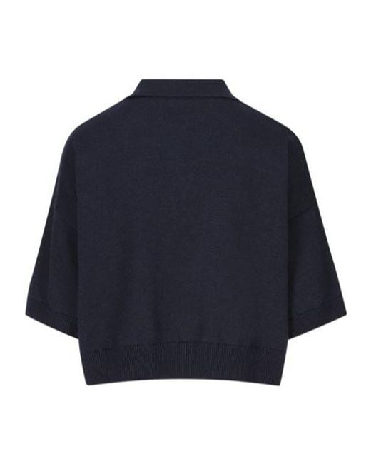Tシャツ・カットソー CELINE Triomphe cropped polo in wool triomphe cropped polo in wool - NAVY | CELINE
