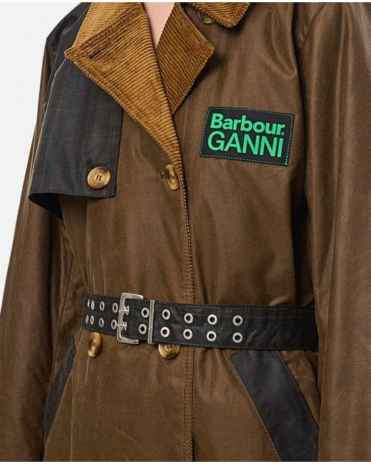 Barbour Brown X Ganni Waxed Trench Coat