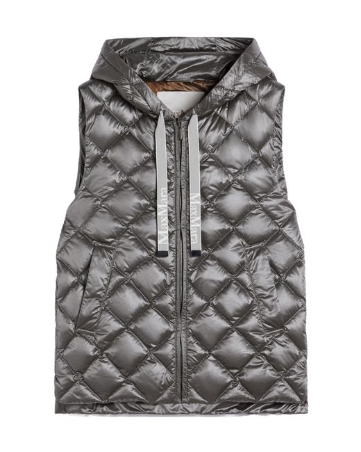 Max Mara Gray Quilted Hooded Gilet