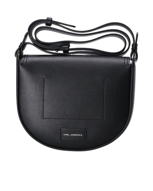 Karl Lagerfeld Black Logo Detailed Foldover Crossbody Bag