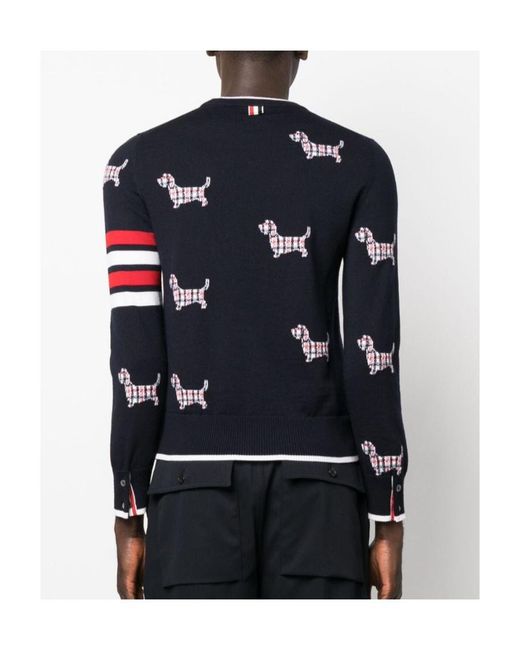 Thom Browne Blue 4-Bar Stripe Grosgrain Loop Jumper for men
