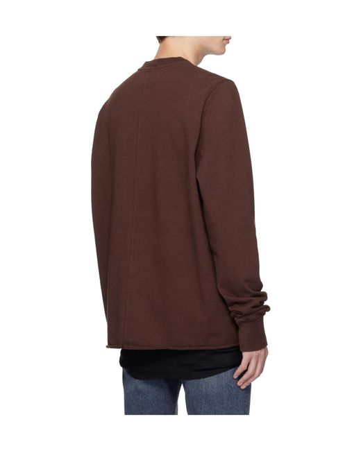 Rick Owens Brown Raw-Edge Crew-Neck Sweatshirt for men