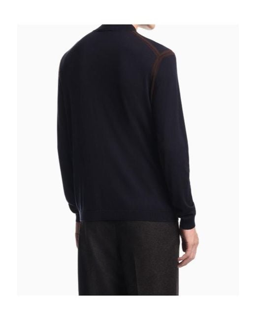 Emporio Armani Blue Lyocell Blend Sweater With Inlay Details for men