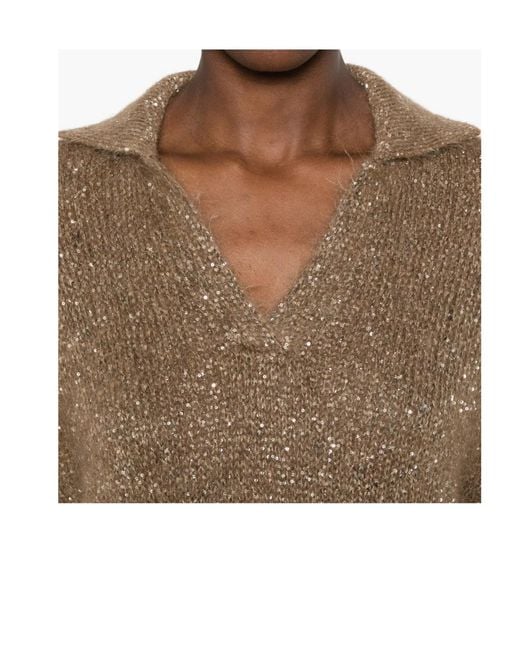 Brunello Cucinelli Brown Long-Sleeve Knit Top