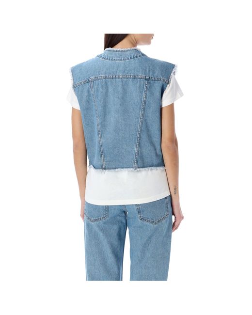 A.P.C. Blue Cropped Denim Vest