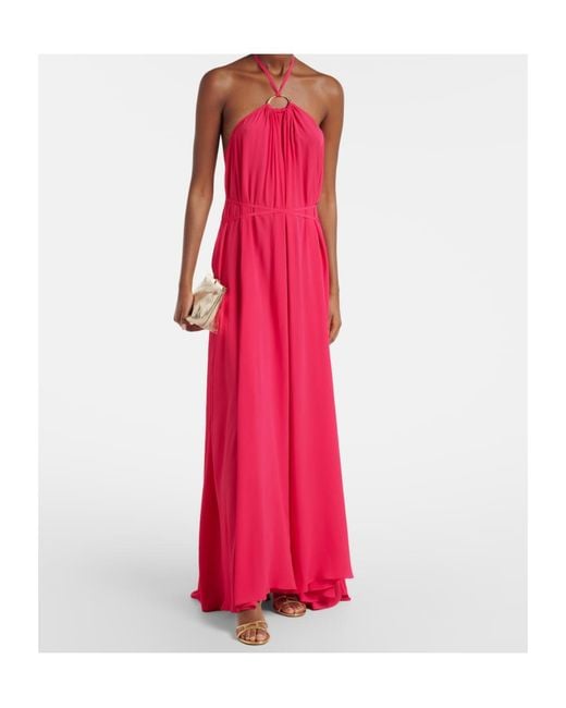 Joseph Red Zuzi Halterneck Crêpe Maxi Dress