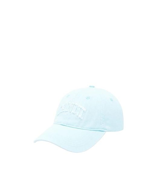 Ganni Blue Logo-Embroidered Cap Hat