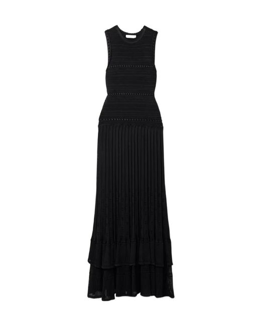 Ulla Johnson Black Mireille Embroidered Knit Ultra-Long Dress