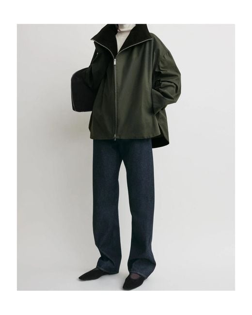 Totême Green Totême Long Sleeved Corduroy-Collar Jacket