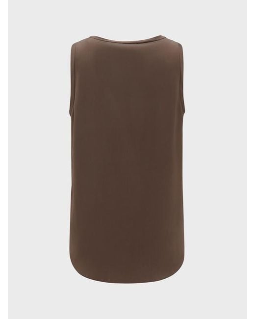 Brunello Cucinelli Brown Curved-Hemline Tank Top