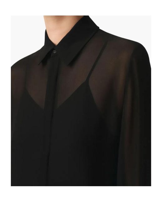 AMI Black Long-Sleeved Pleated Midi Dress