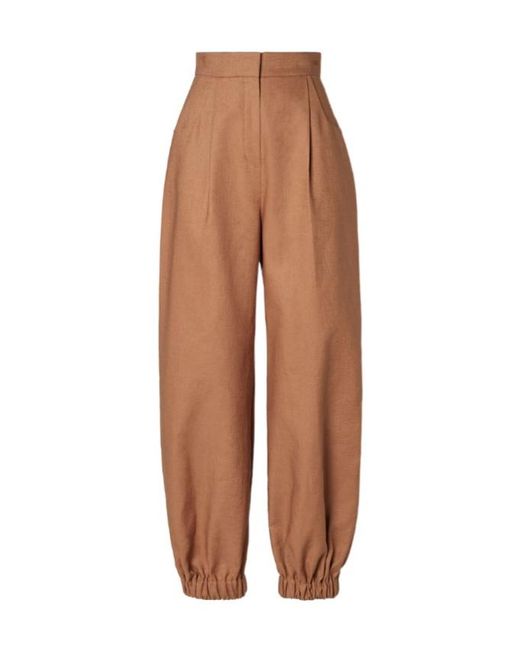 Fendi Brown Balloon-Waist Elasticated Cuffs Pants