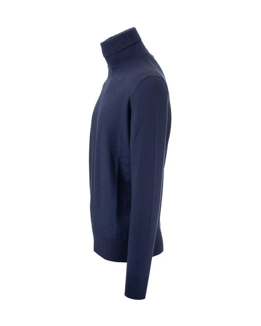 Loro Piana Blue Turtleneck Knitted Jumper for men