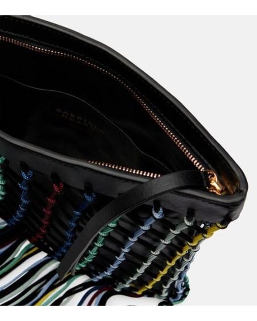 Gabriela Hearst Black Naila Fringed Leather Pouch