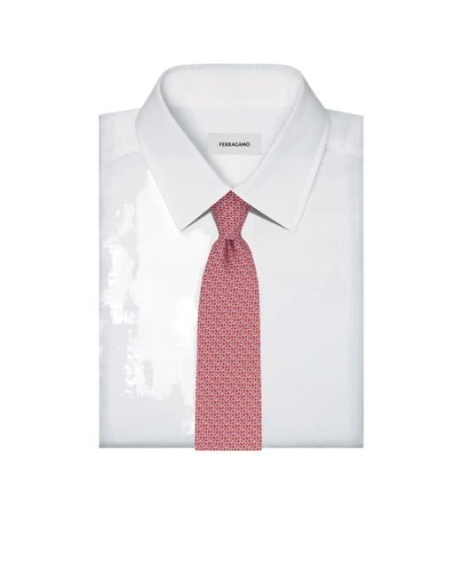 Ferragamo Pink Ferragamo Jacquard Pointed Tip Tie for men