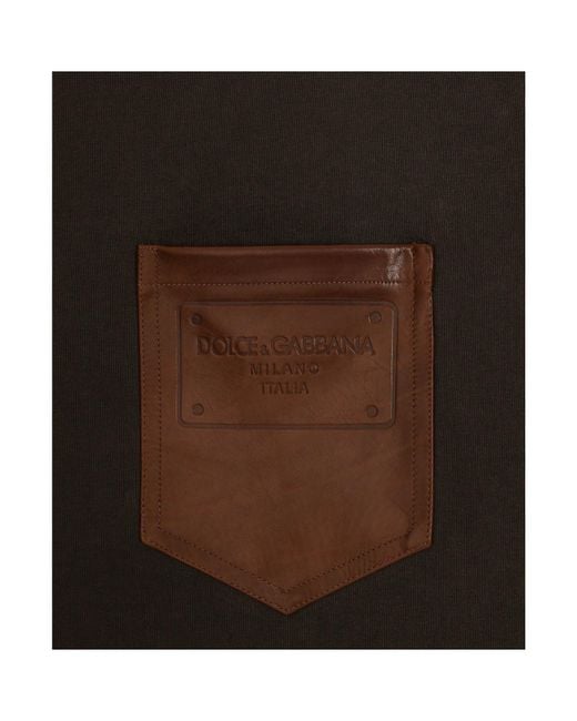 Dolce & Gabbana Black Cotton Pocket-Detail T-Shirt for men