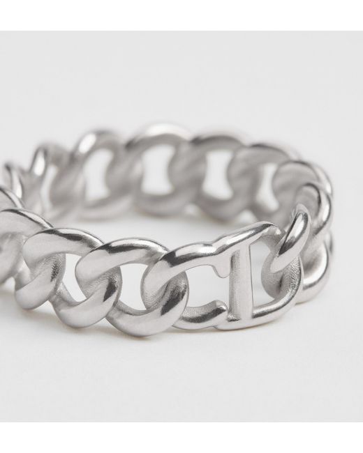 Dior White Cd Icon Chain Link Ring for men