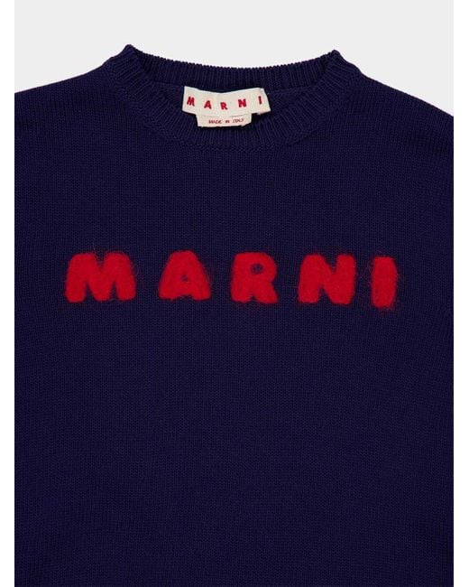 Marni Blue Logo-Embroidered Sweater for men