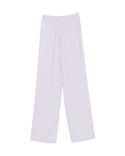 Emporio Armani White Elastic Waistband Wide-Leg Pants