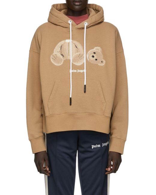 Palm Angels Natural Bear-Print Hoodie for men