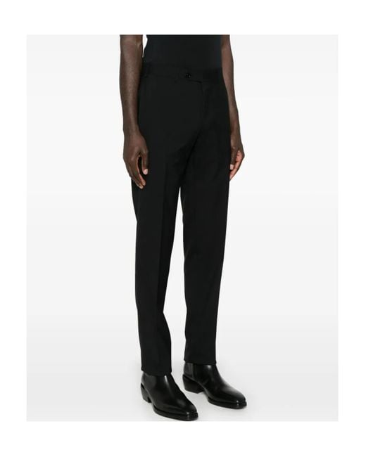 Canali Black Belt-Loop Casual Pants for men