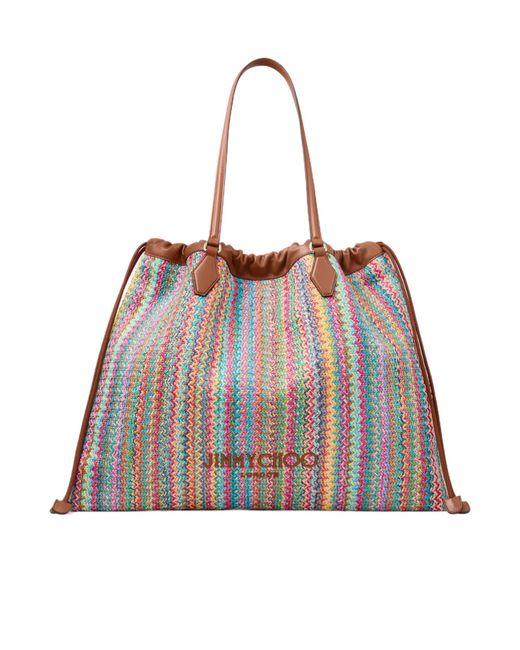 Jimmy Choo Brown Drawstring Large Tote Bag