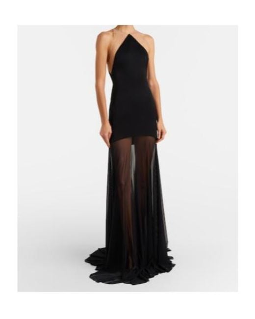 David Koma Black Sheer Gown