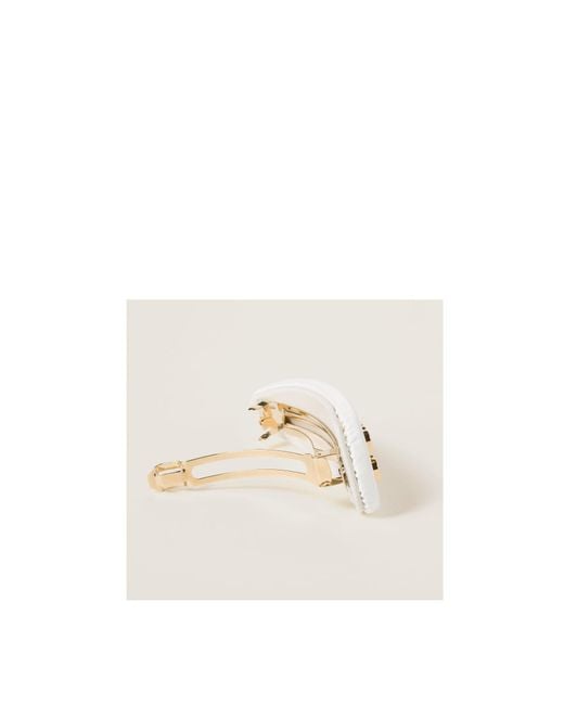 Miu Miu White Logo Plaque Hair Clip