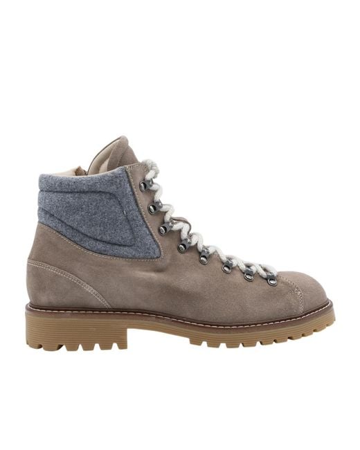 Eleventy Gray Padded Lace-Up Boots for men