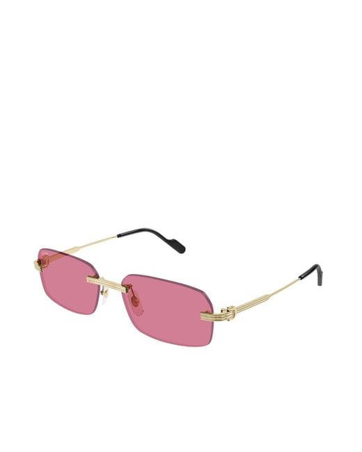 Cartier Pink Rectangular Frame Sunglasses for men