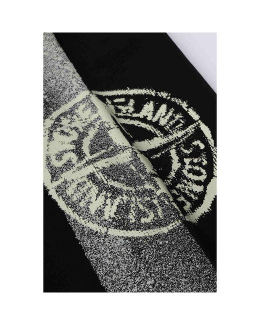 Stone Island Black Logo Printed Crewneck Sweatshirt for men