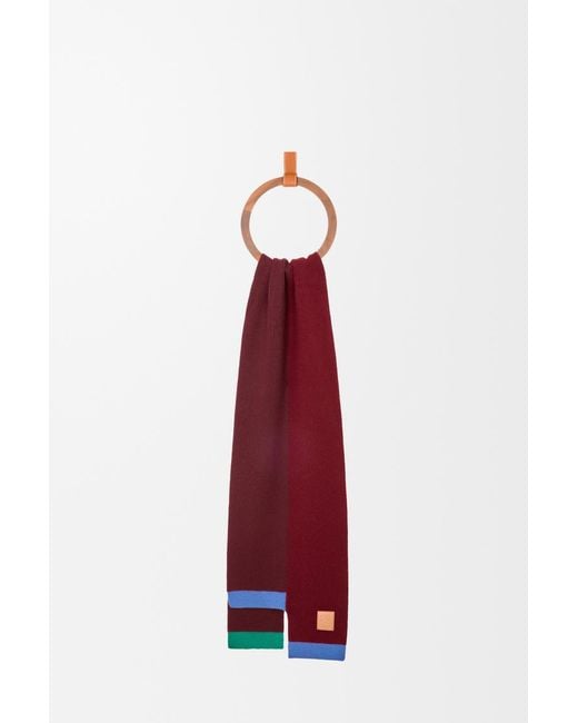 Loewe Red Logo Patch Knitted Scarf
