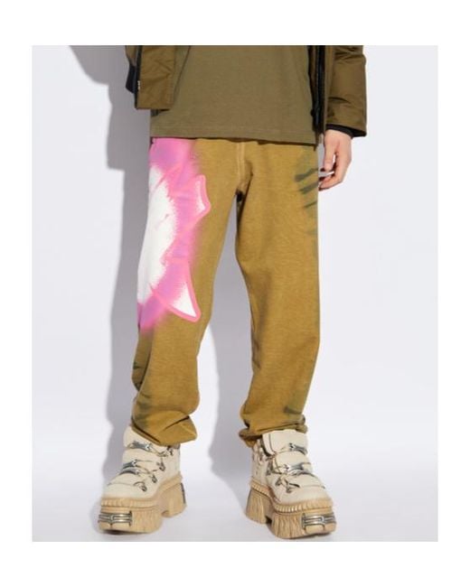 DIESEL Green P-Marky Flash Graphic Printed Sweatpants for men