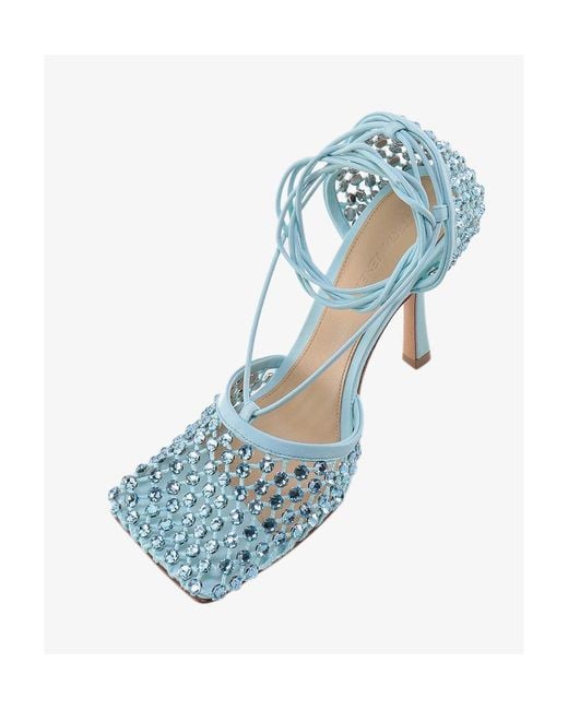 Bottega Veneta Blue Sparkle Stretch Sandals