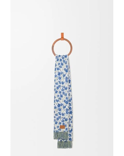 Loewe Blue Wool And Alpaca Blend Scarf
