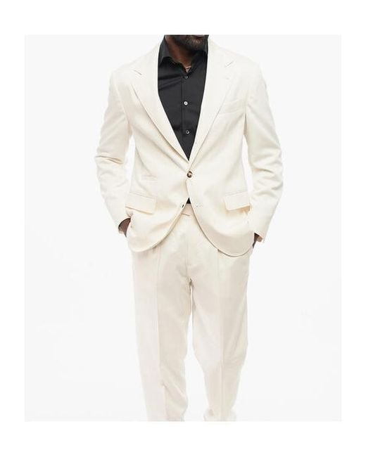 Brunello Cucinelli White Single-Breasted Silk Blazer for men