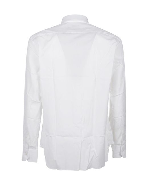 Zegna White Long Sleeved Buttoned Shirt for men