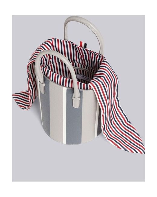 Thom Browne White Rwb Stripe Lining Bucket Bag