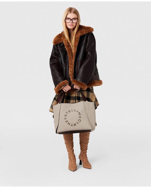 Stella McCartney Natural Logo-Appliqué Top Handle Bag